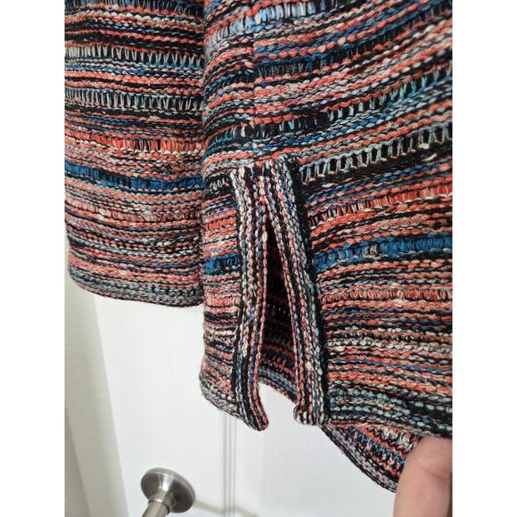 St. John Autumn Chunky Wool Blend Open Draped Knit Cardigan Sweater, Size Medium - Picture 12 of 13